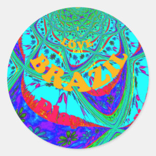 Lebhaftes Blumenmuster: brasilianischer Tribute Ea Runder Aufkleber