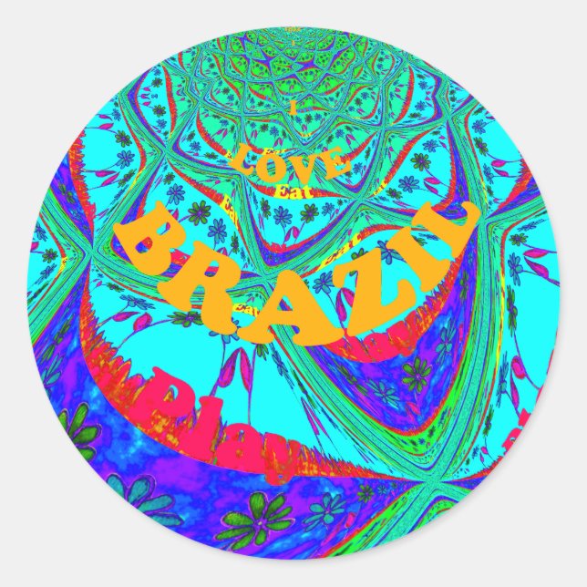 Lebhaftes Blumenmuster: brasilianischer Tribute Ea Runder Aufkleber (Vorderseite)