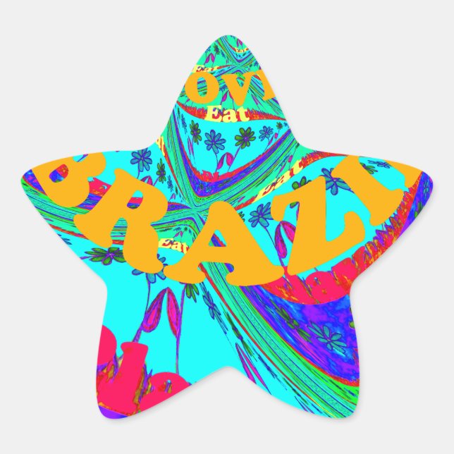 Lebhaftes Blumenmuster: brasilianischer Tribute Ea Stern-Aufkleber (Vorderseite)