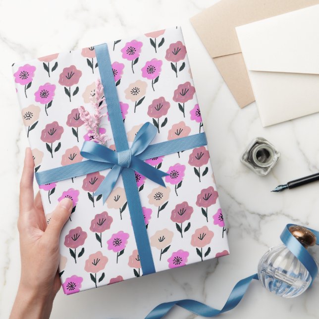 Lebhaftes Blumenmuster Geschenkpapier (Schenken)