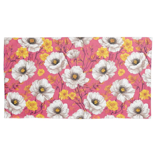 Lebhaftes Blumenmuster Kissenbezug (Vorderseite)