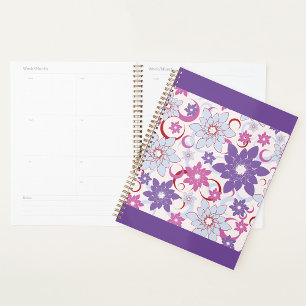 Lebhaftes Blumenmuster Lila Pink Blue Blumen Planer
