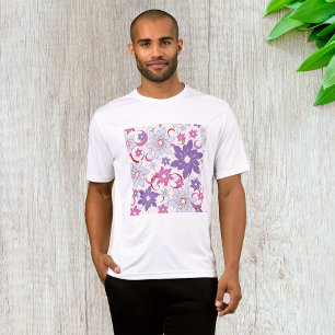 Lebhaftes Blumenmuster Lila Pink Blue Blumen T-Shirt