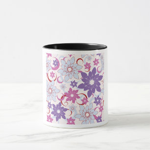 Lebhaftes Blumenmuster Lila Pink Blue Blumen Tasse