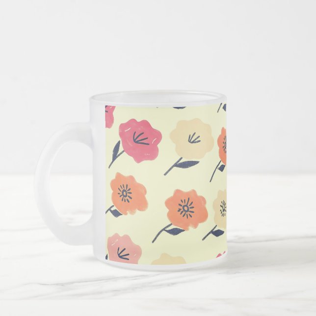 Lebhaftes Blumenmuster Mattglastasse (Links)
