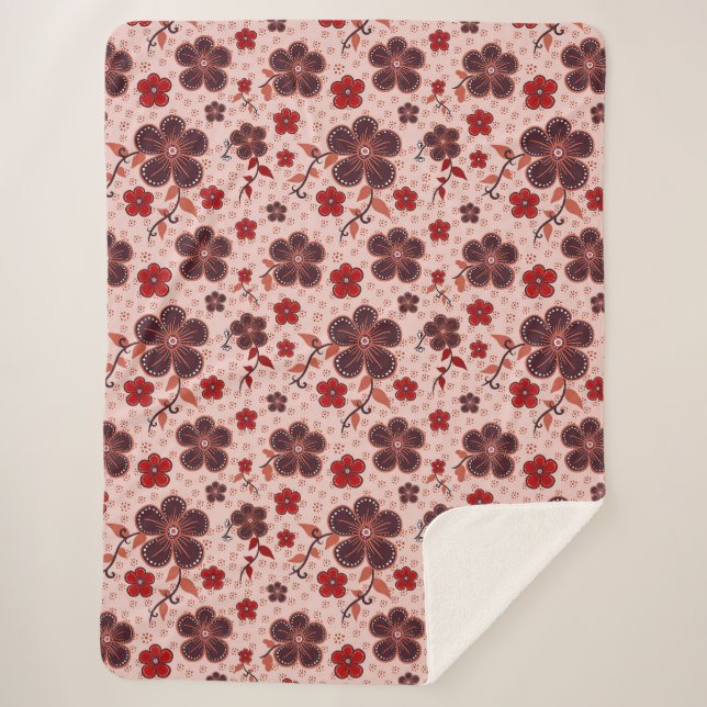 Lebhaftes Blumenmuster mit bunten Blume Sherpadecke (Vorderseite)