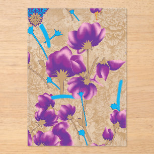 Lebhaftes Blumenmuster mit lila und blauem f Acryleinladungen