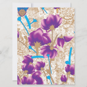 Lebhaftes Blumenmuster mit lila und blauem f Ankündigung