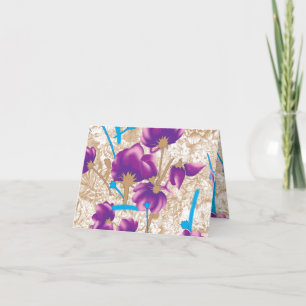 Lebhaftes Blumenmuster mit lila und blauem f Ankündigung