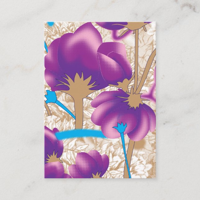 Lebhaftes Blumenmuster mit lila und blauem f Begleitkarte (Vorderseite)