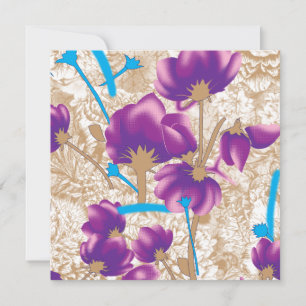 Lebhaftes Blumenmuster mit lila und blauem f Einladung
