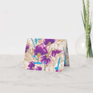 Lebhaftes Blumenmuster mit lila und blauem f Feiertagskarte