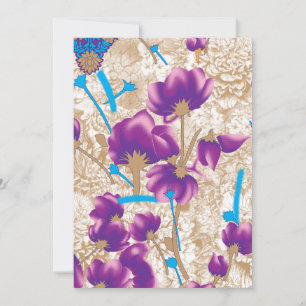 Lebhaftes Blumenmuster mit lila und blauem f Feiertagskarte