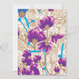 Lebhaftes Blumenmuster mit lila und blauem f Karte