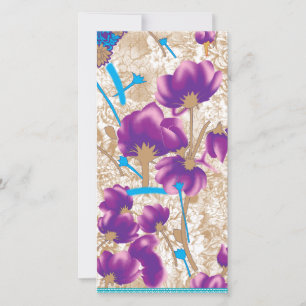Lebhaftes Blumenmuster mit lila und blauem f Karte