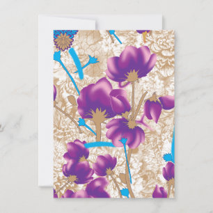 Lebhaftes Blumenmuster mit lila und blauem f Mitteilungskarte
