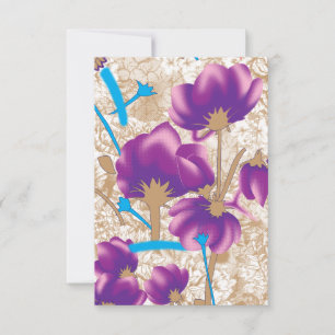 Lebhaftes Blumenmuster mit lila und blauem f Mitteilungskarte