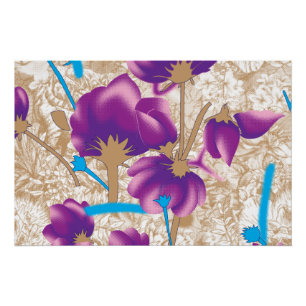 Lebhaftes Blumenmuster mit lila und blauem f Poster