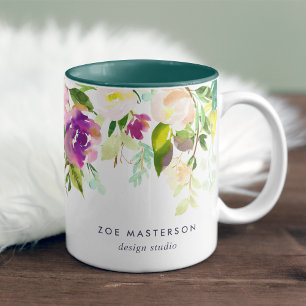 Lebhaftes Blut   Personalisierte Aquarellblume Zweifarbige Tasse