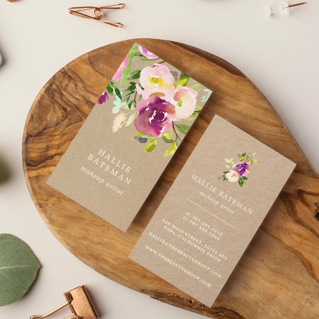 Lebhaftes Blut | Rustikale florale Kraft Visitenkarte (Von Creator hochgeladen)