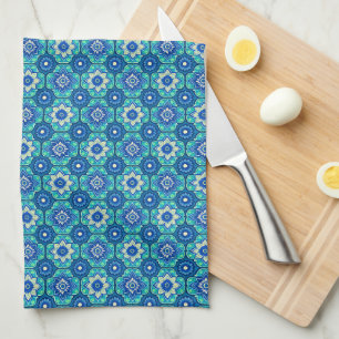 Lebhaftes Boho Chic Blumenmuster Geschirrtuch