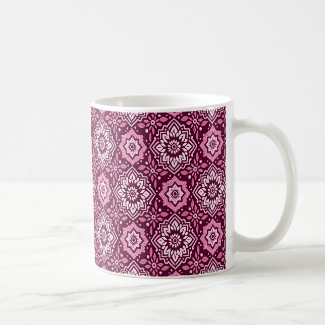 Lebhaftes Boho Chic Blumenmuster Kaffeetasse (Rechts)