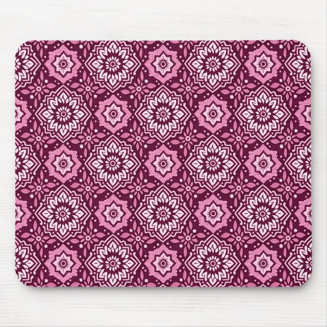 Lebhaftes Boho Chic Blumenmuster Mousepad (Vorne)