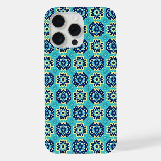 Lebhaftes Boho Chic Geometric Floral Pattern iPhone Hülle (Rückseite)