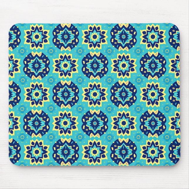 Lebhaftes Boho Chic Geometric Floral Pattern Mousepad (Vorne)