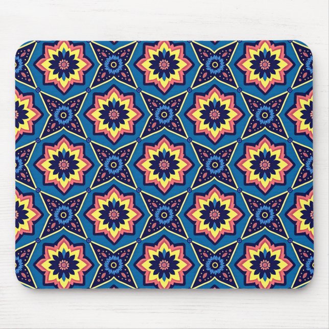 Lebhaftes Boho geometrisches Muster Mousepad (Vorne)