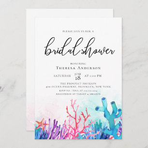 Lebhaftes Brautparty für Korallenriffe Einladung