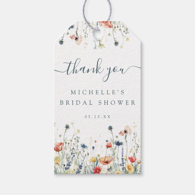 Lebhaftes Brautparty für Wildblume Geschenkanhänger (Vorderseite)