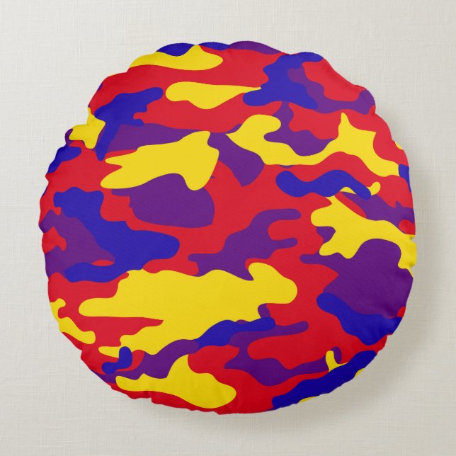 Lebhaftes Camouflage Rundes Kissen (Vorderseite)