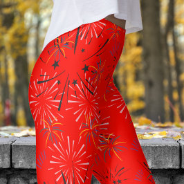 Lebhaftes Candy Red Sternexplosion Pattern Leggings