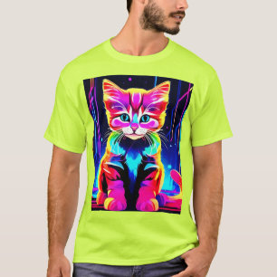 Lebhaftes Cat Artwork T-Shirt