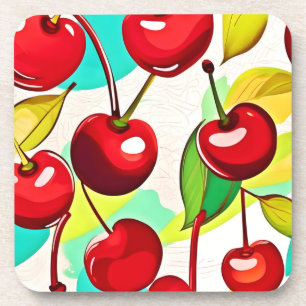 Lebhaftes Cherry Muster Getränkeuntersetzer