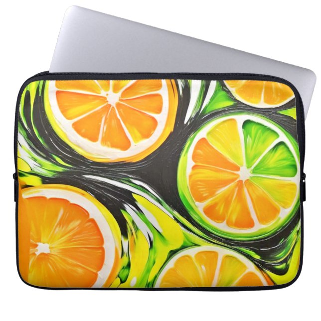 Lebhaftes Citrus-Gemälde Laptopschutzhülle (Vorderseite)
