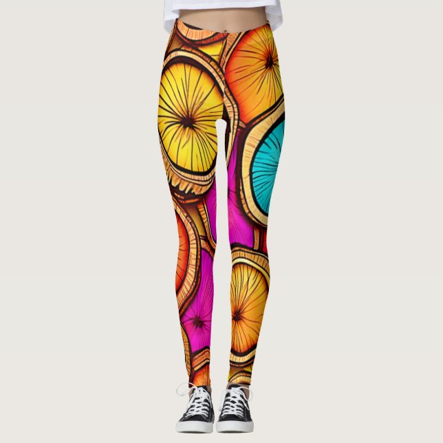Lebhaftes Coconut Slice Abstract Design Leggings (Vorderseite)