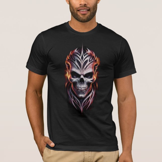 Lebhaftes Dark Fantasy Tribal Tattoo T - Shirt Des (Vorderseite)