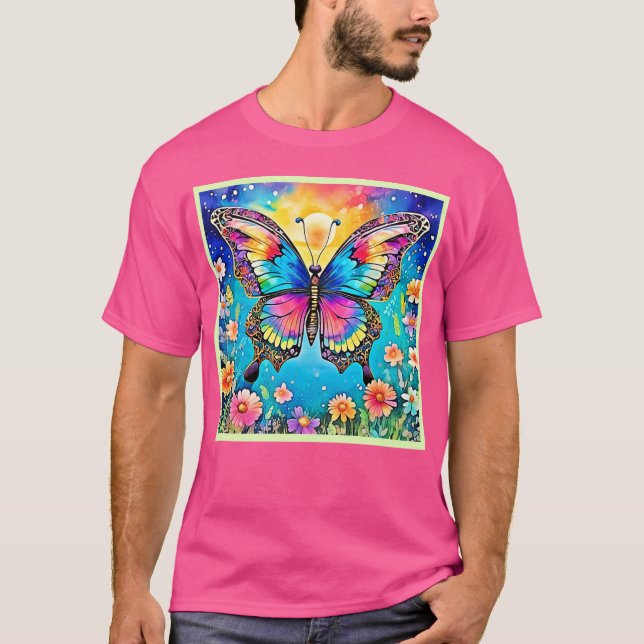 Lebhaftes Design der Blütenschmetterlinge T-Shirt (Vorderseite)