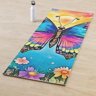 Lebhaftes Design der Blütenschmetterlinge Yogamatte