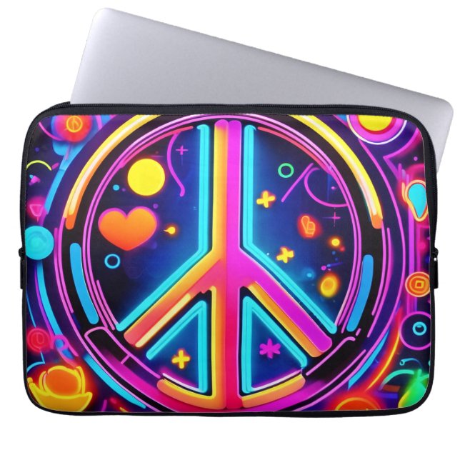 Lebhaftes Design für Friedenszeichen Laptopschutzhülle (Vorderseite)