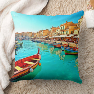 Lebhaftes Design für mediterrane Port Life Kissen