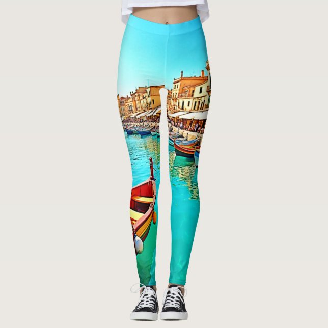 Lebhaftes Design für mediterrane Port Life Leggings (Vorderseite)