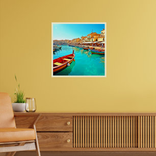 Lebhaftes Design für mediterrane Port Life Poster