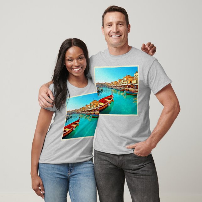 Lebhaftes Design für mediterrane Port Life T-Shirt (Unisex)