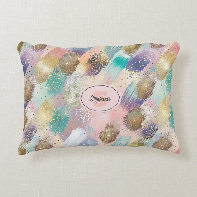 Lebhaftes Diagonal-Pinselmuster Dekokissen (Vorderseite)