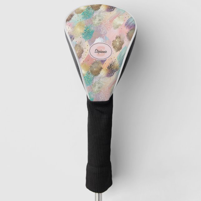 Lebhaftes Diagonal-Pinselmuster Golf Headcover (Vorderseite)