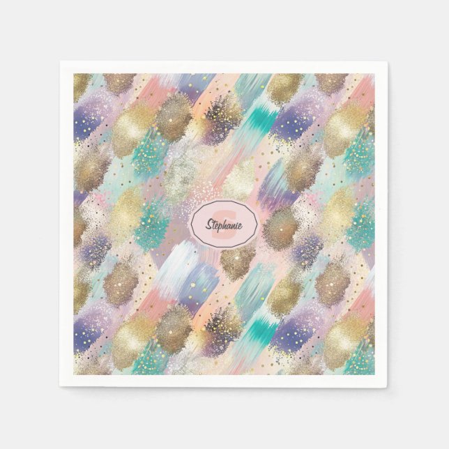 Lebhaftes Diagonal-Pinselmuster Serviette (Vorderseite)