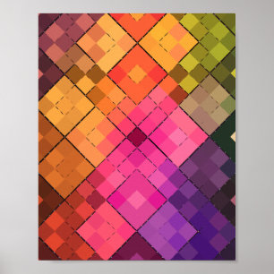 Lebhaftes Diamond-Mosaikmuster Poster